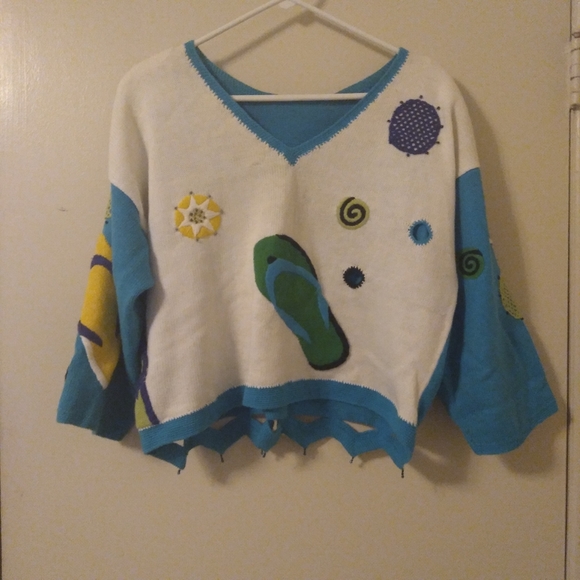 80's Vintage Marisa Christina/Lisa Nichols Flip Flop Cropped Sweater - Picture 16 of 16